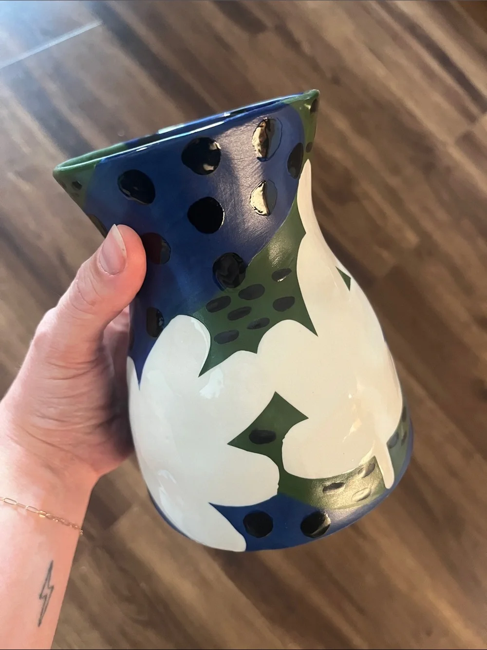 Anthropologie Julie Moon Bold Blooms Hand-Painted Floral Ceramic Vase